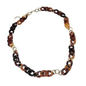 Premier Designs Margot Tortoise Shell With Gold Plated Links Chain Long Necklace